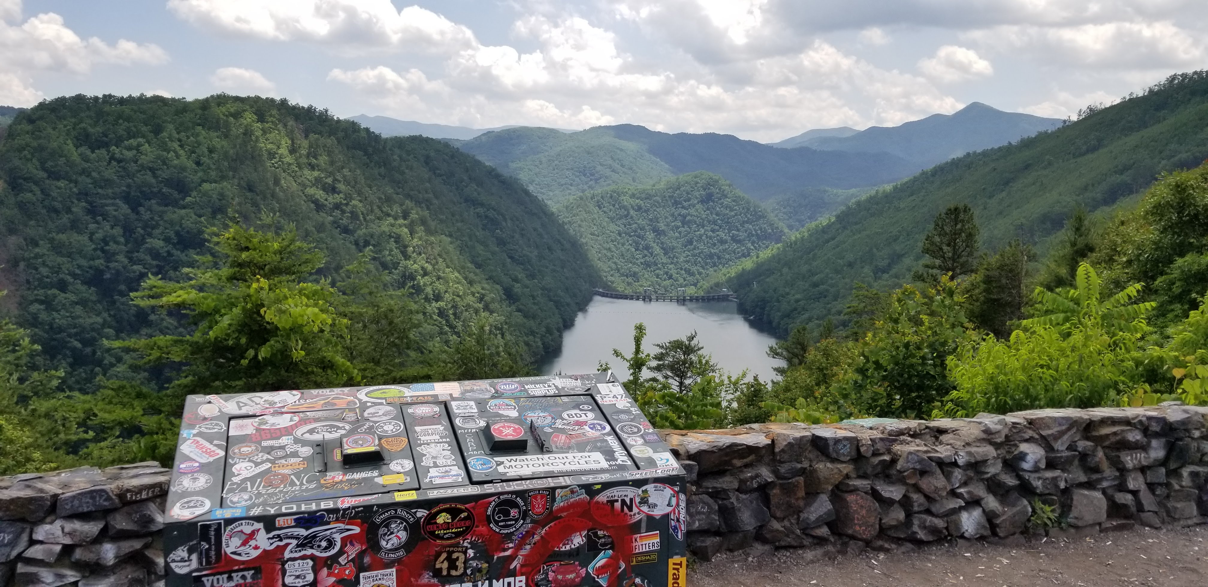 Victory Cross Country parked at a Tail of the Dragon overlook